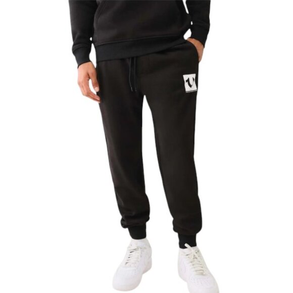 NEW True Religion Jogger Registered Stud Classic Jogger Jet Black Size Medium - Picture 1 of 9